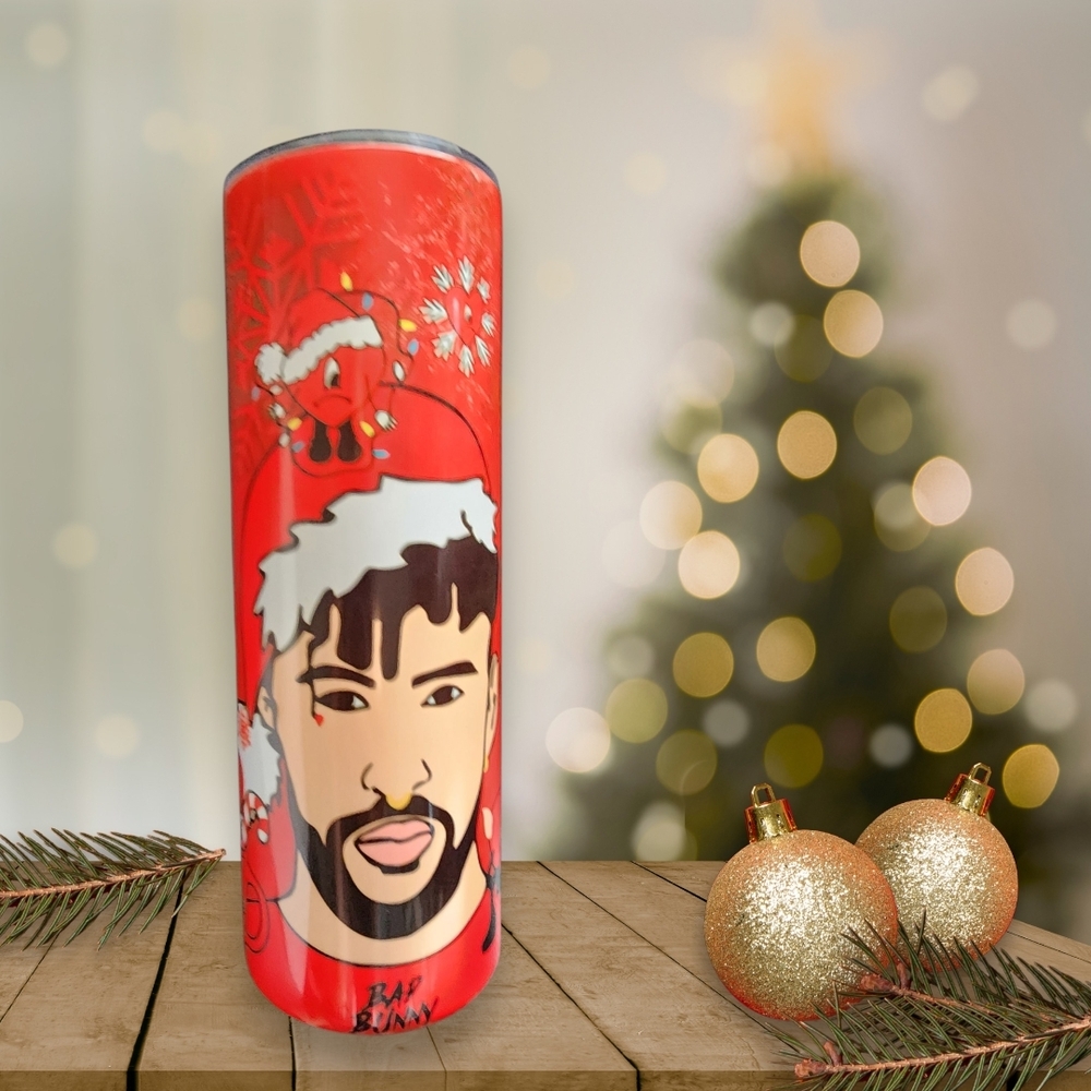 Bad Bunny Santa Themed Tumbler